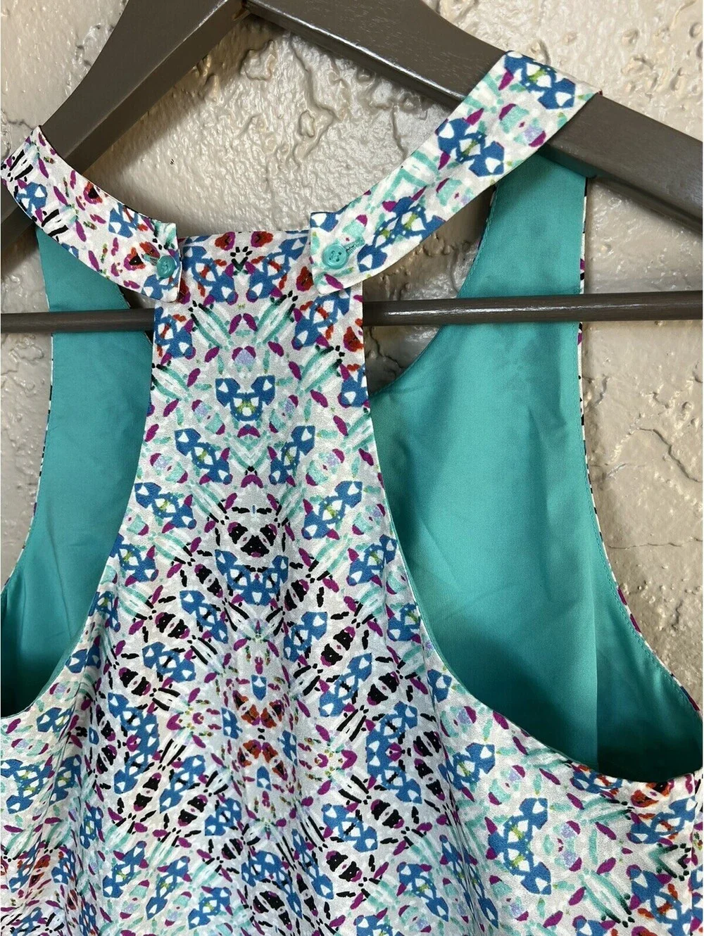 The Limited Halter Dress Extra Small Blue Red Maxi Sleeveless Geometric Women's